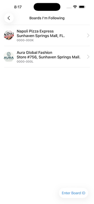 Board8 App Interface Preview